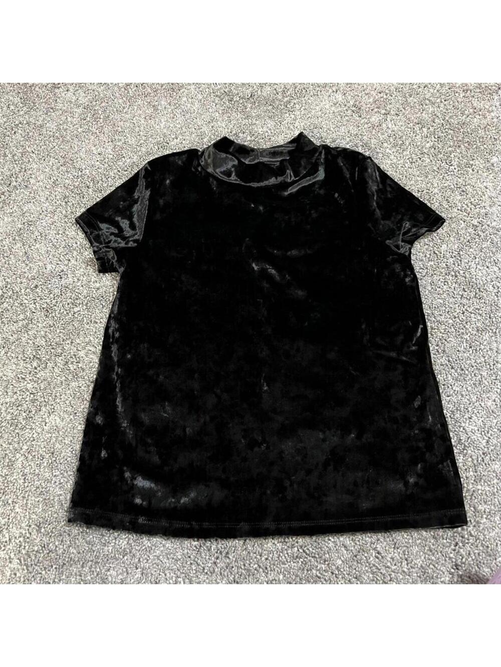 Nordstrom Girl's Youth Black Velour Top size 10/12 NWT